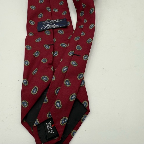 Robert Talbott For Fords Paisley Silk Tie Mens Red Blue Necktie 3x57 - Picture 5 of 5